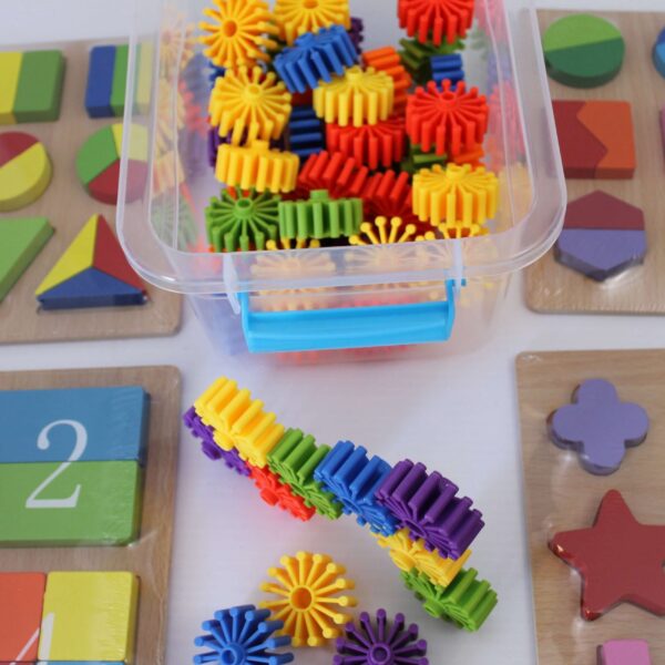 5 Piece Educational Gift Set Fractions Puzzles including Rotating Building Blocks+ Waterproof Backpack